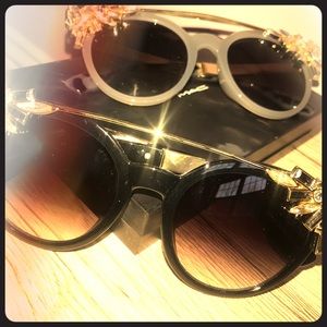cat eye sunglasses w embellishments•Last Pair BLK